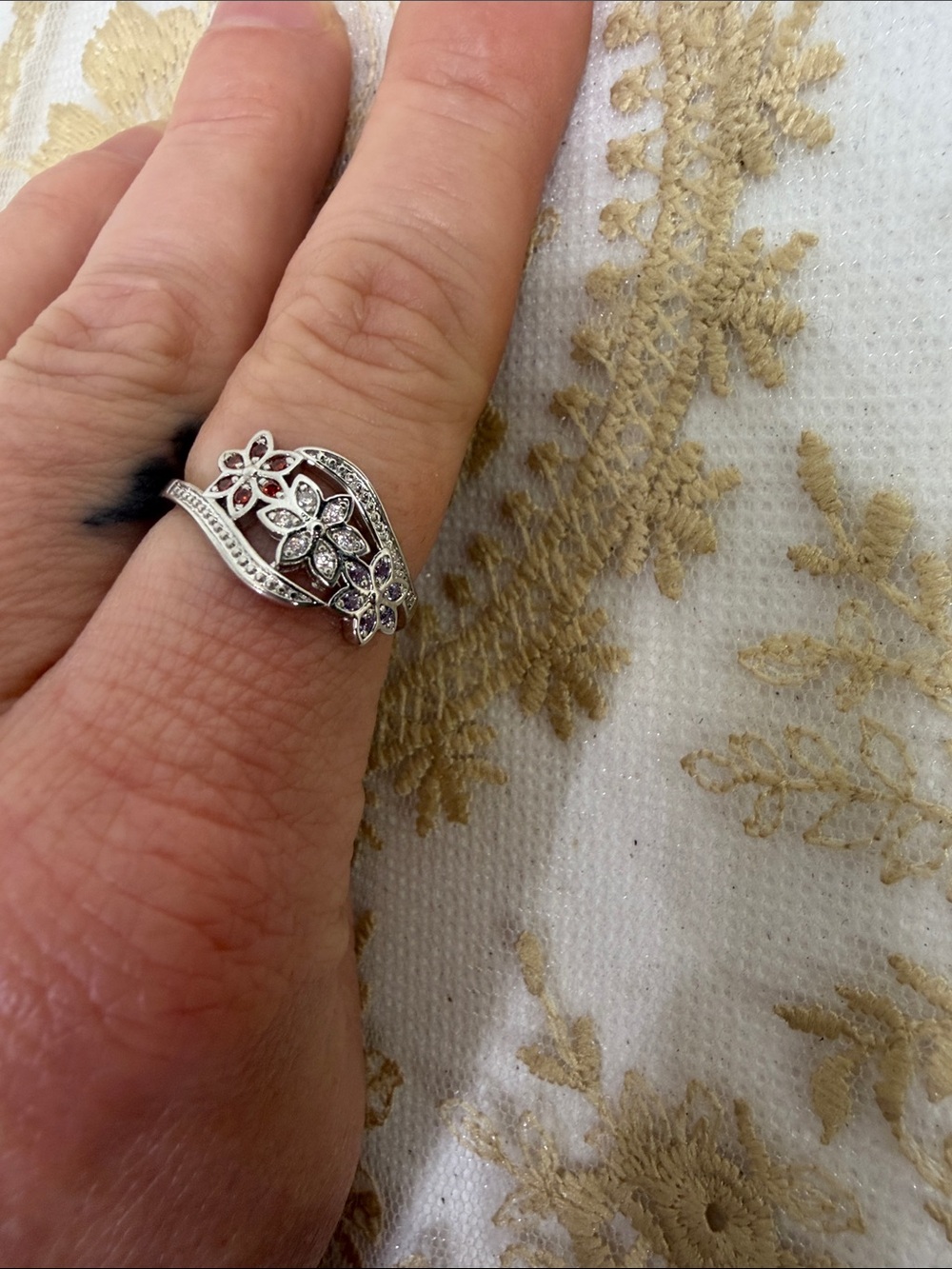 925 Sterling Silver Floral CZ Ring Size 7 – Vintage Style Pave Garden